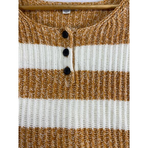American Eagle Oversize Crop Sweater - Orange & White Striped, XS - Picture 4 of 9